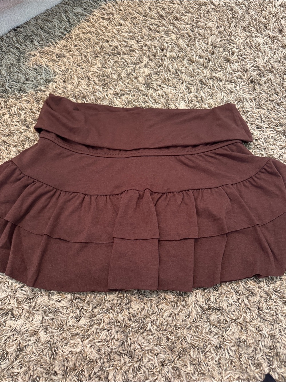 Women's Ruffled Mini Skirt in Dark Brown